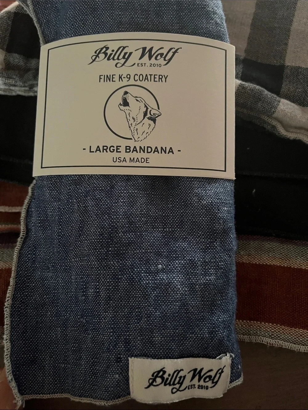 Billy Wolf Dog Bandana Classic Linen Blue 20x20